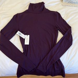 Babaton dark purple turtleneck tight fit long sleeve top